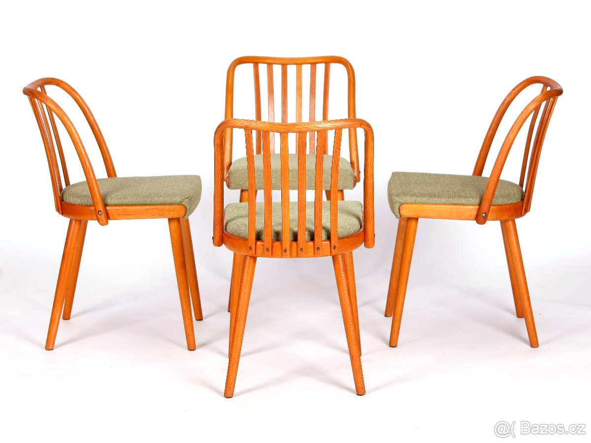 A. Šuman, přečalouněné dubové židle TON 4 kusy. - 2