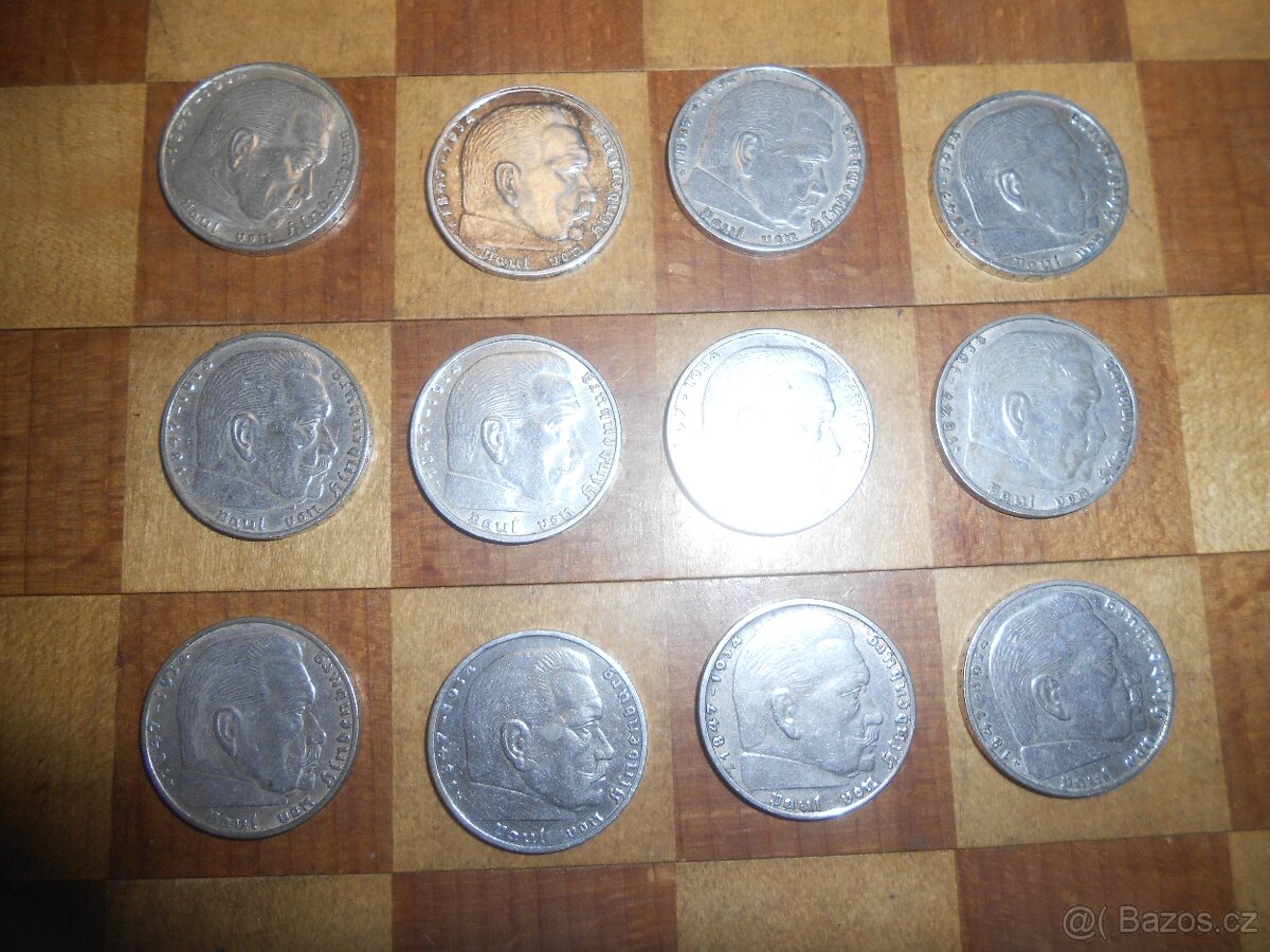 Říšské dvojmarky stříbro svastika Hindenburg - 2