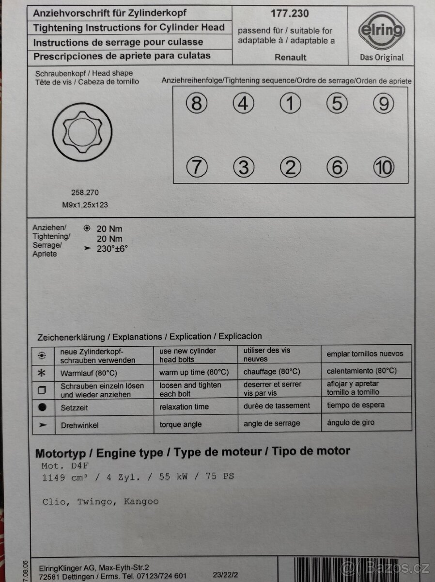Těsnění pod hlavu Clio, Twingo, Kangoo - 2