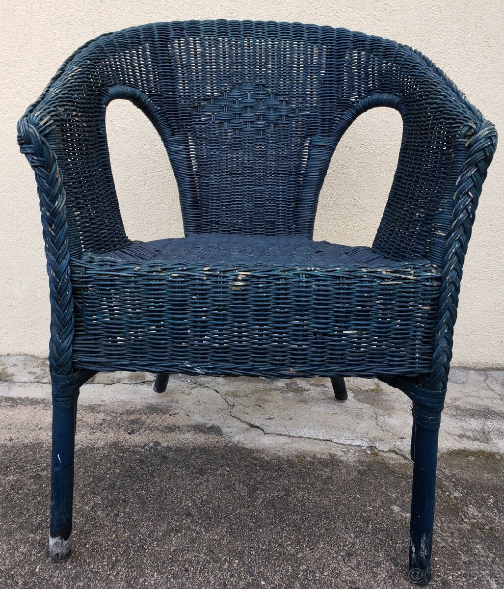 Proutěné křeslo. Modré. Robustní - 2