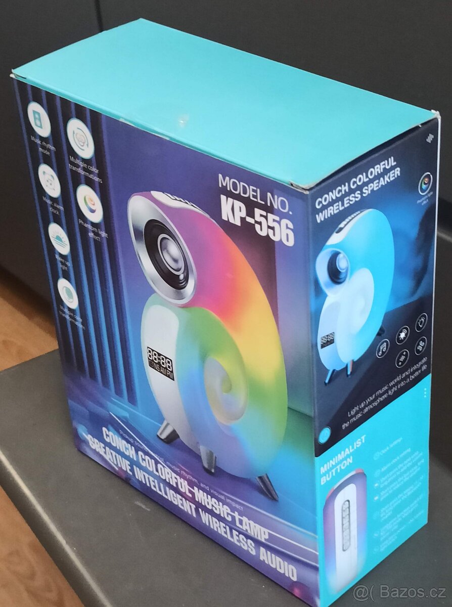 Bezdrátový LED reproduktor s barevnou hudební lampou Conch K - 2