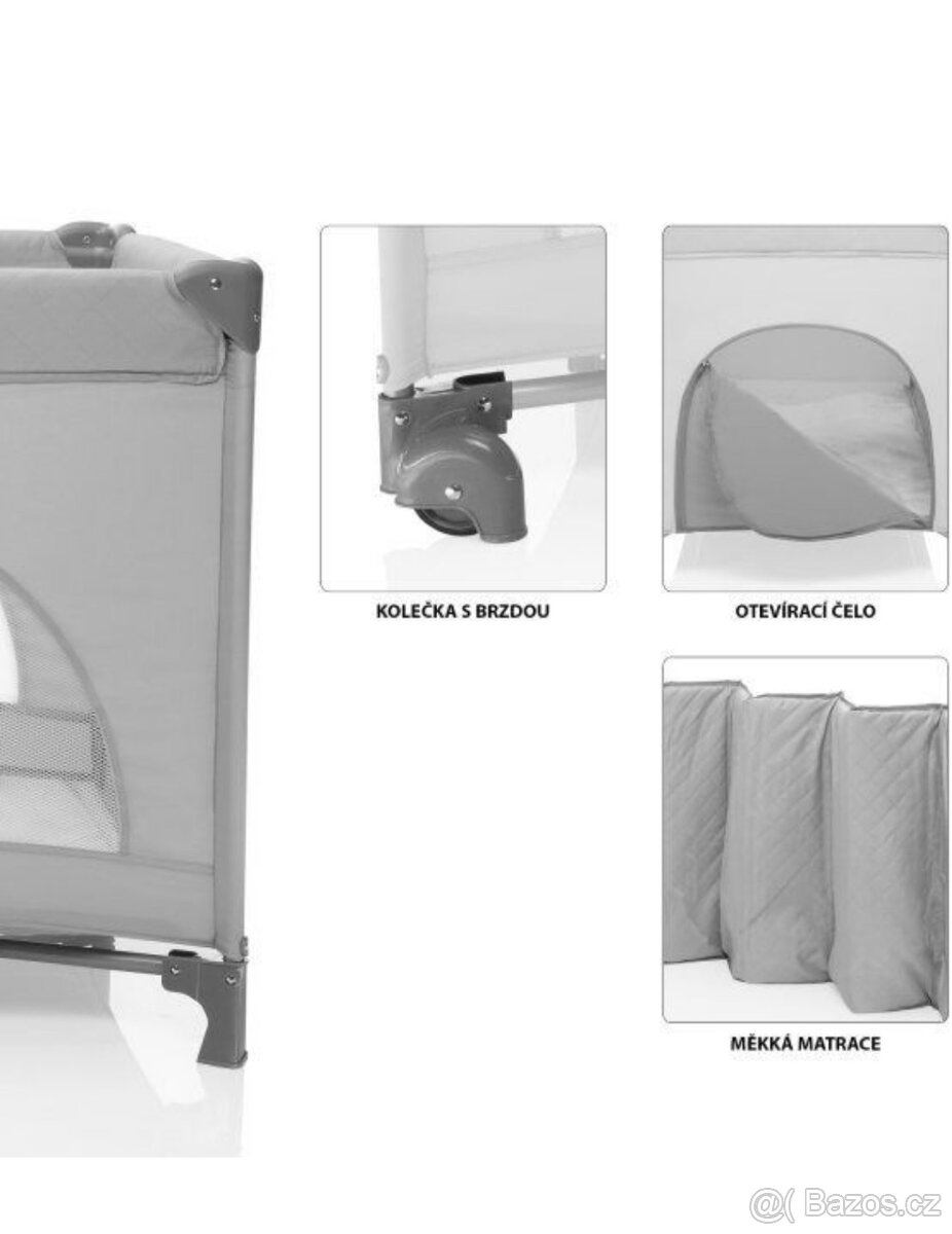 ZOPA Postýlka skládací Lely Silver Grey - 2