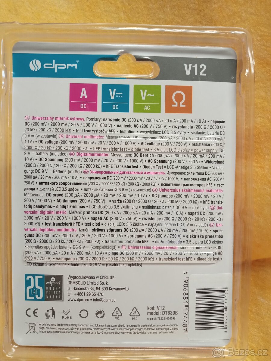 Prodám digitální měřící přístroj - multimetr V12 - 2