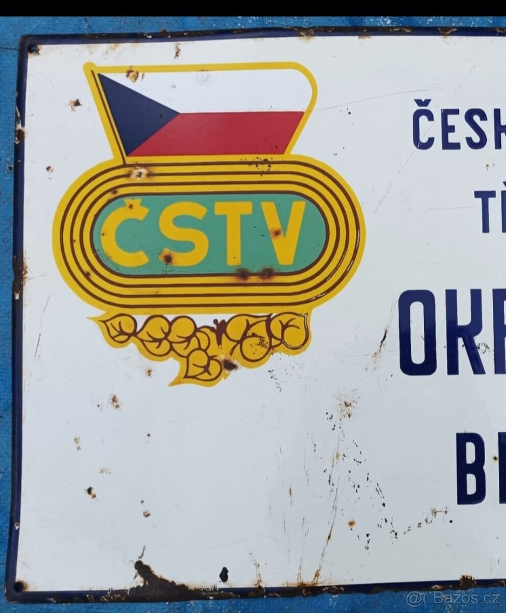 Velká smaltovaná cedule ČSTV BRNO ČSSR - 2