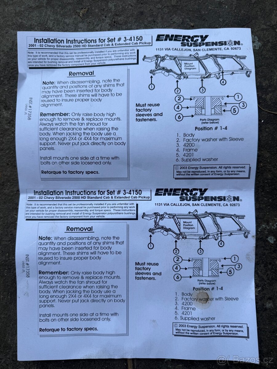 Silentbloky pro zvednutí kabiny Chevrolet - 2