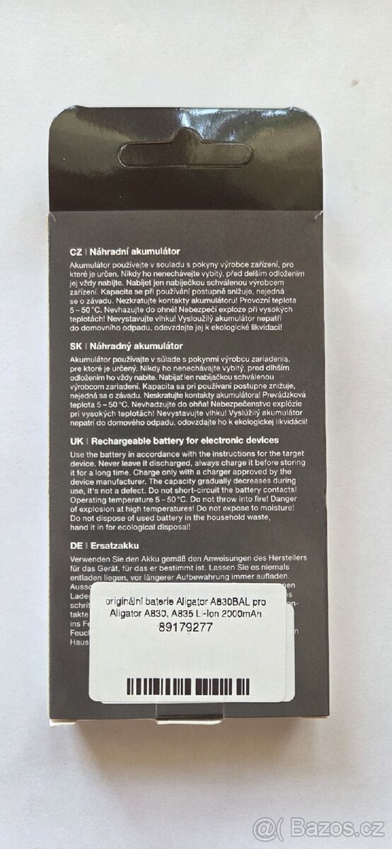 Baterie A830BAL pro Aligator A830, A835. - 2