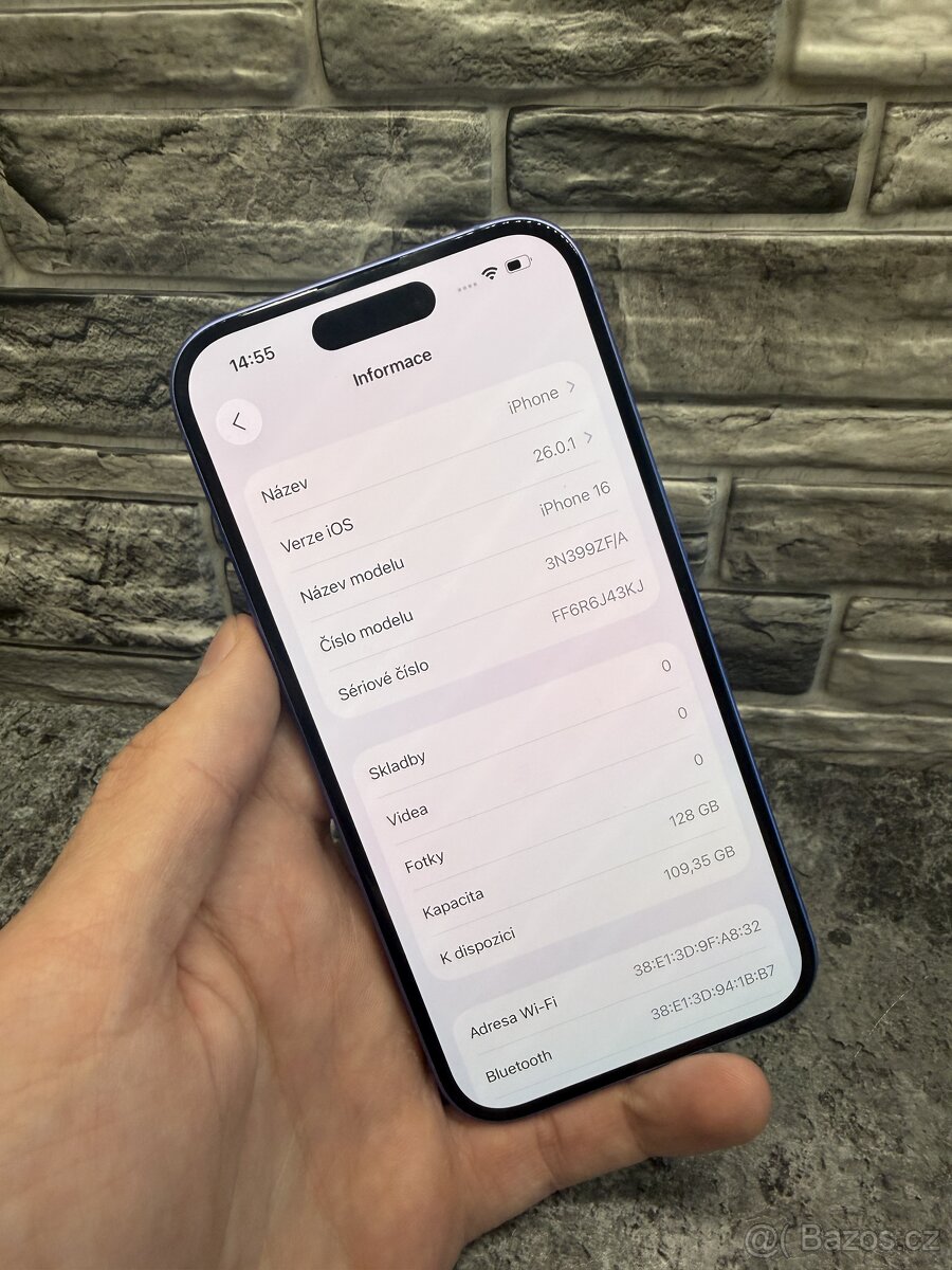 iPhone 16 128GB Ultramarine, baterie 98% - 2