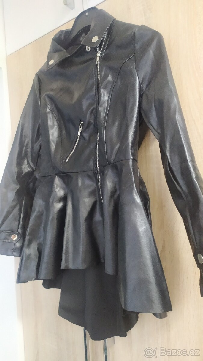 Asymetrická kožená bunda křivák - 2