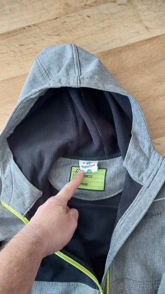 Detska jarni softshellová bunda s nápisem a kapucí - 2