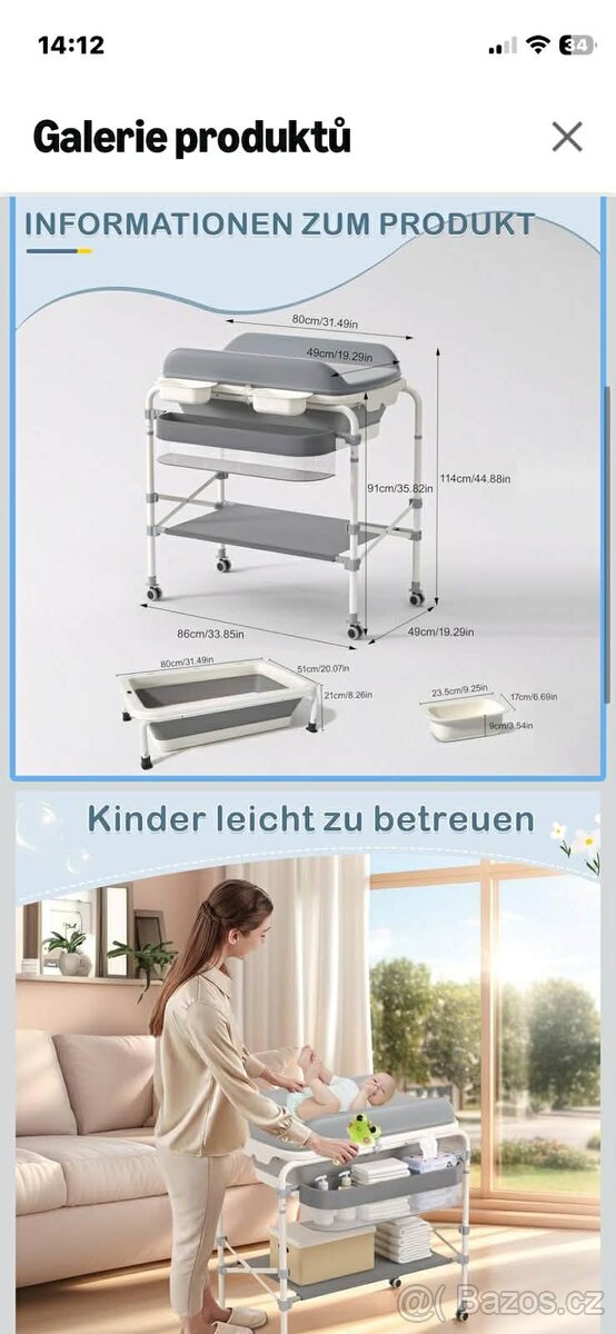 Přebalovací pult s vaničkou. - 2