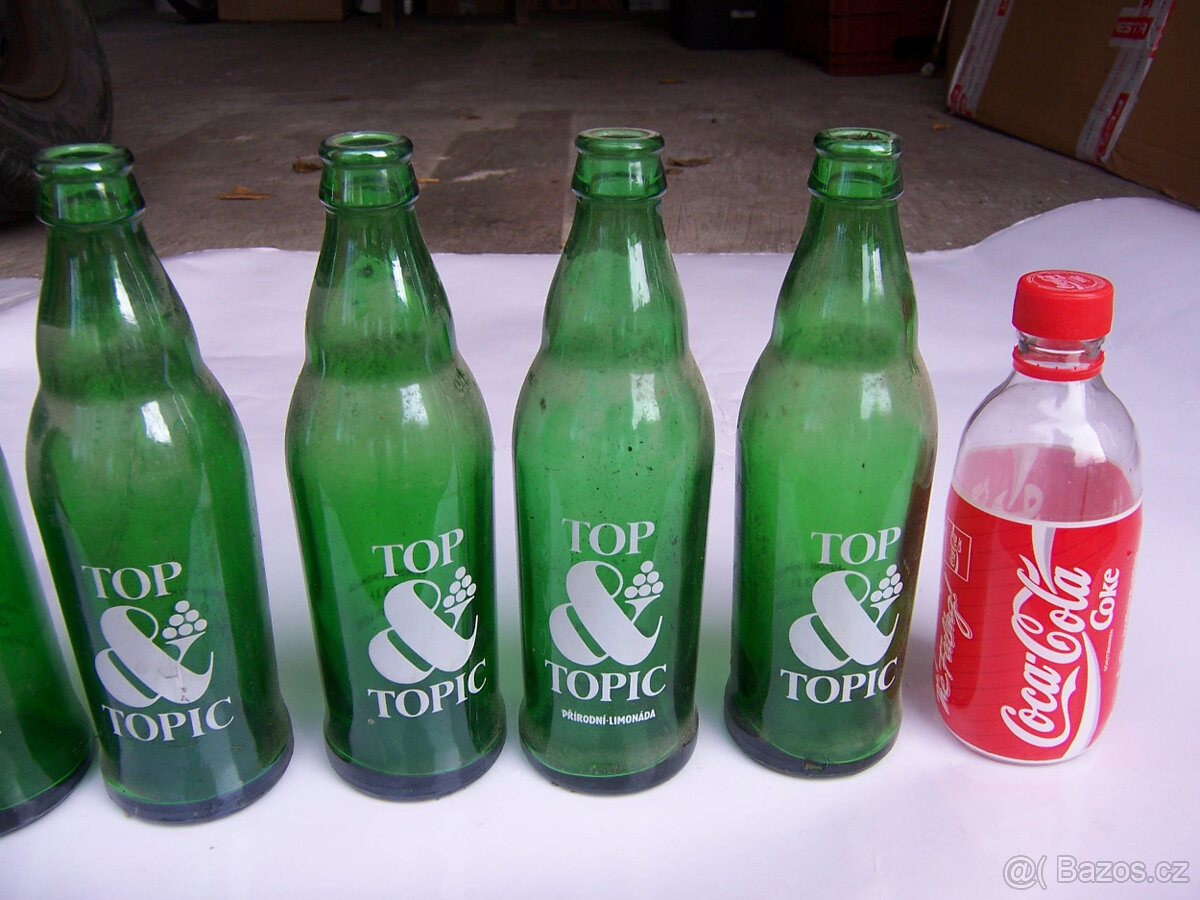lahve od top topicu a coly, cizí, retro - 2