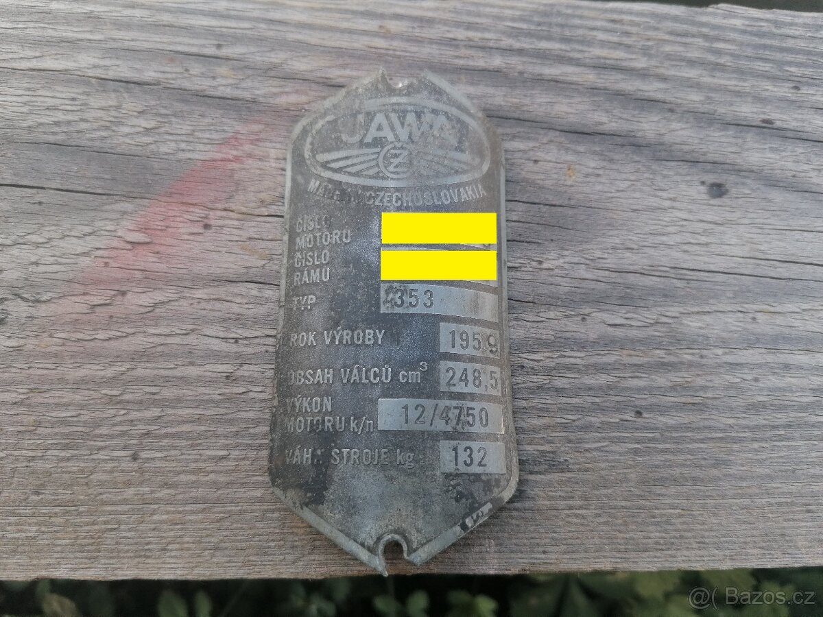 Štítok na Jawa 250/ 353 - 2