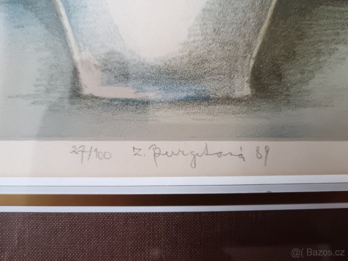 Z. Burgetová – barevná litografie "Suchá Kytka" - 2