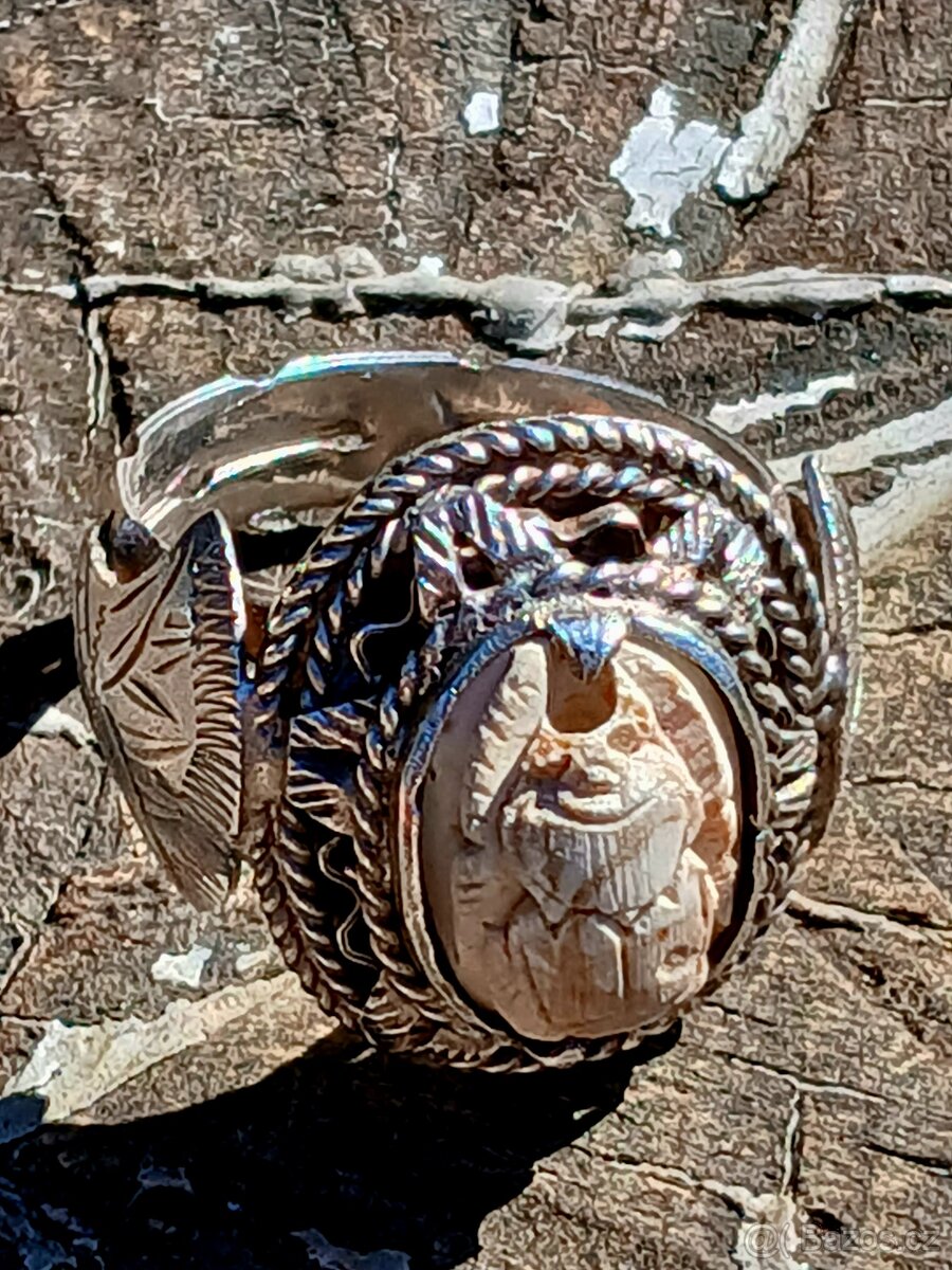 Stříbrný prsten starožitný Egypt - 2