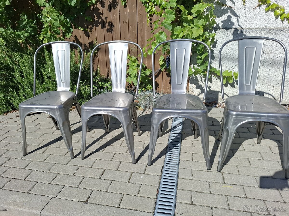 4x plechové židle - 2