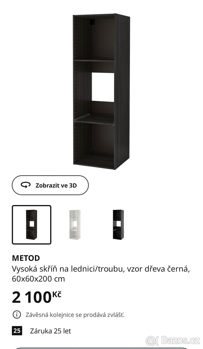 Metod skříň 220cm černá na troubu/lednici už nejde koupit - 2