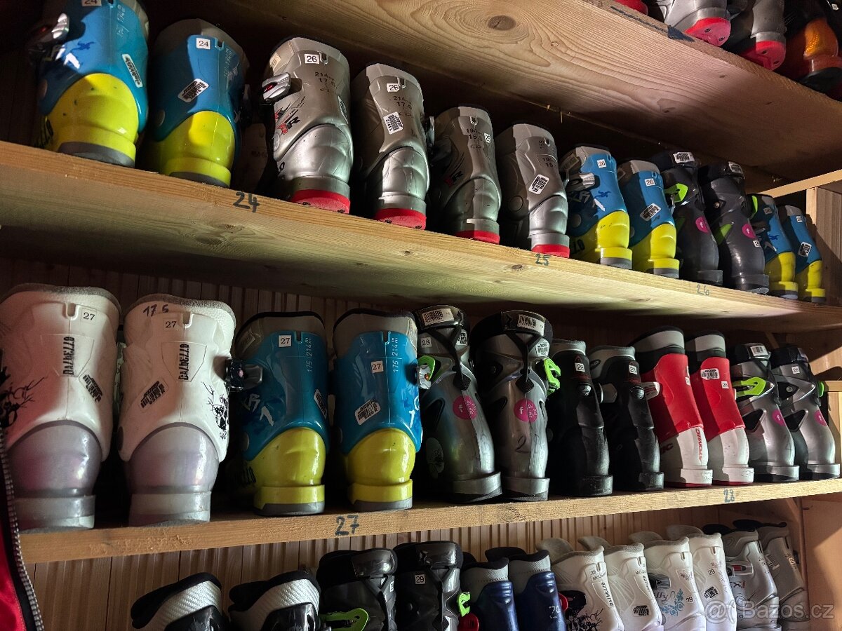 Dětské lyže 70 až 130cm + lyžáky vel. 24-38 - 2