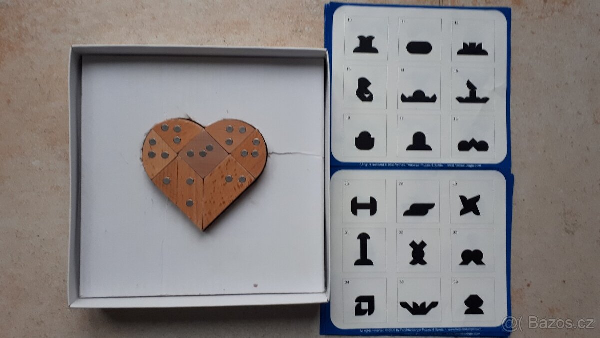 Dřevěný magnetický tangram srdce - 2