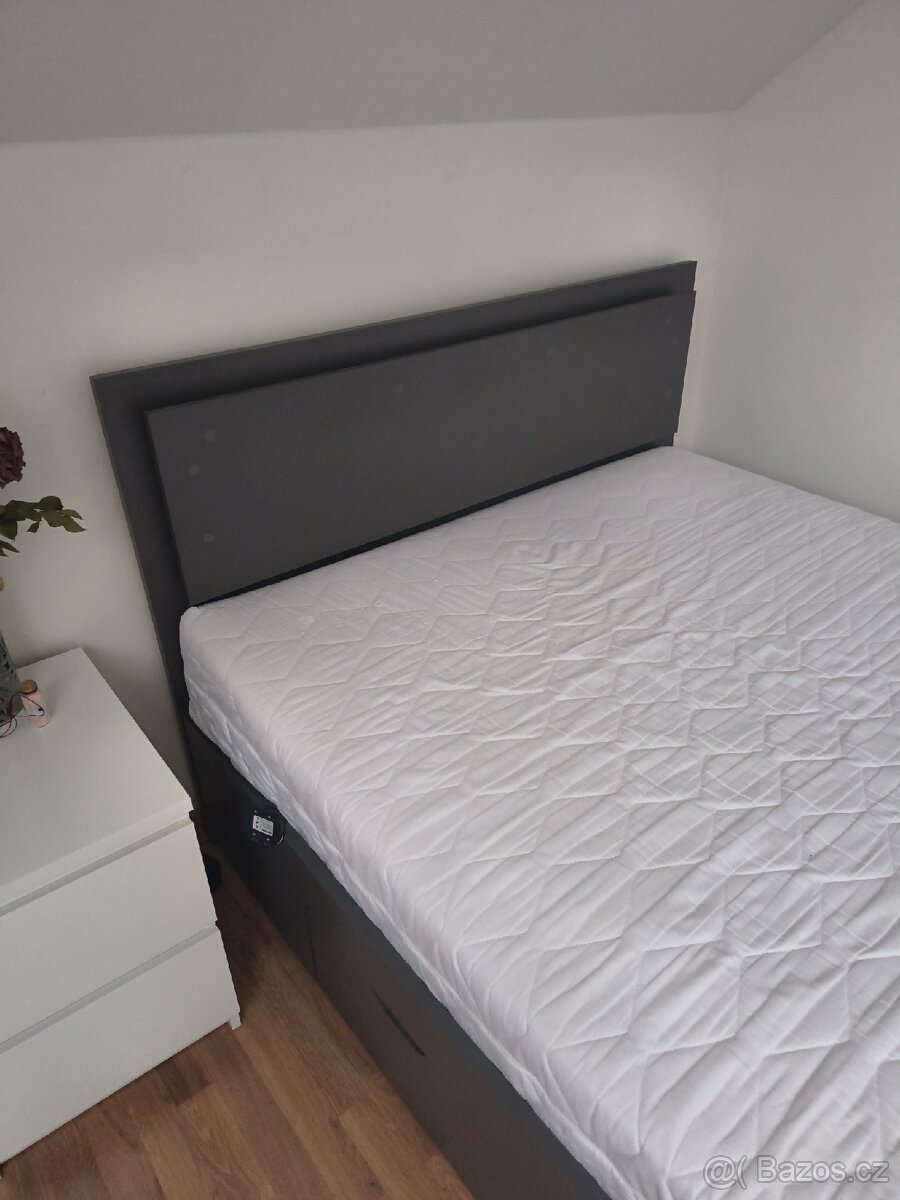 Postel s LED osvětlením FINO grafitová, 140x200 cm - 2