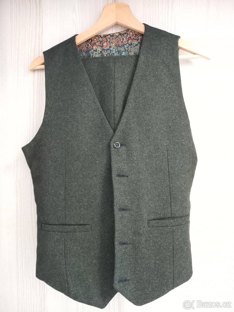 Pánský tvídový oblek vel.M - 2