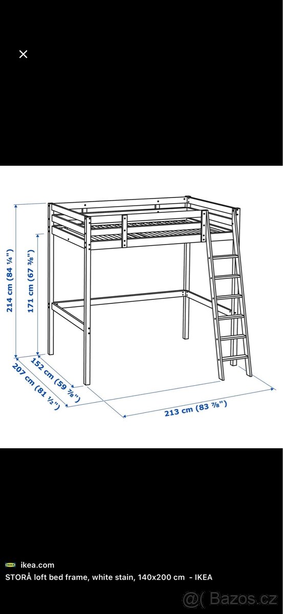 IKEA vyvýšená postel / loft bed - bílá - 2