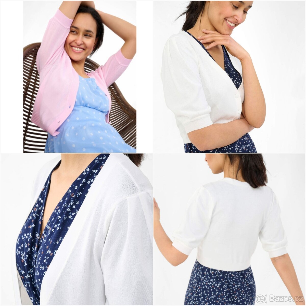 Krátký růžový svetřík na knoflíky, vel. 34 XS, Orsay - 2