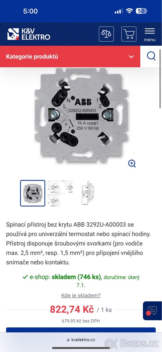 Termostat ABB Levit bílý - 2