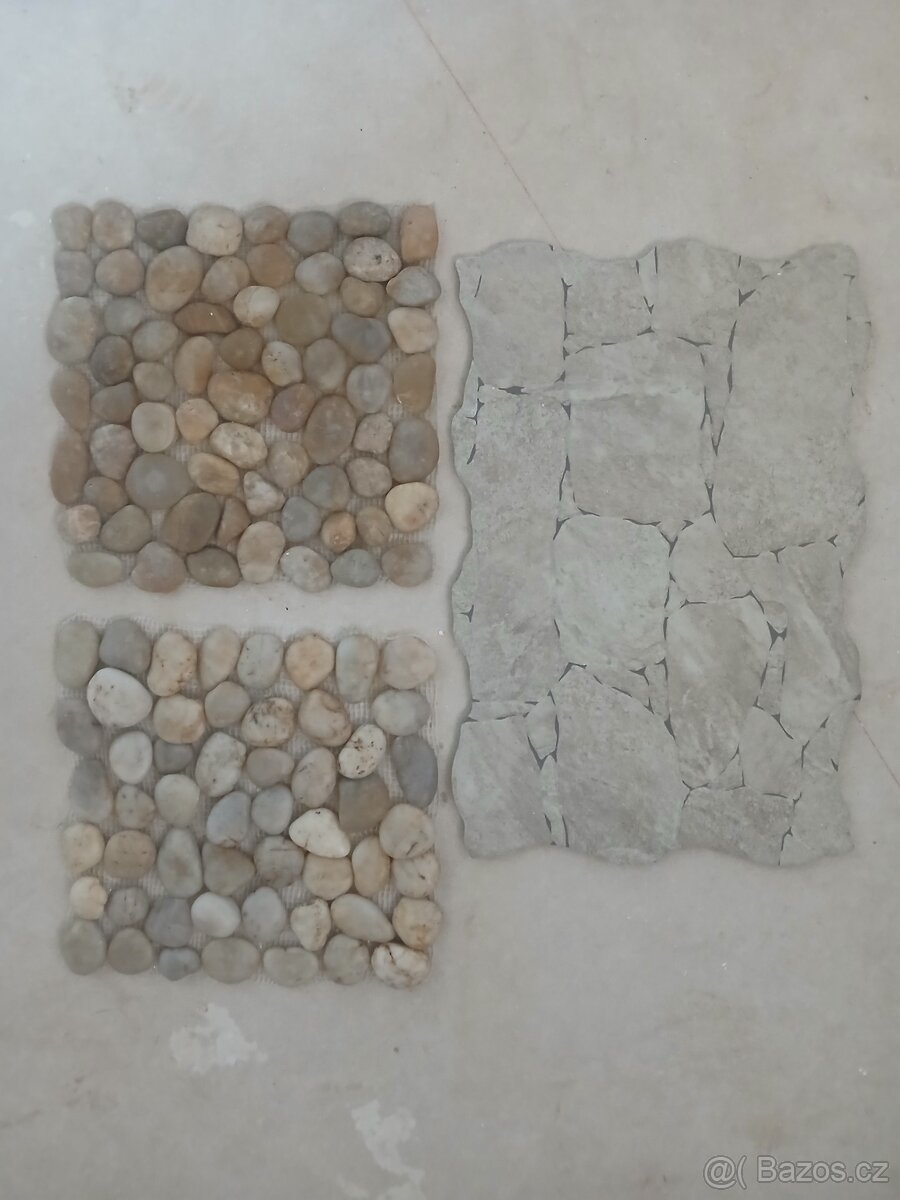 Vzorky kusy obkladů, kamenné, mozaiky oblázky - 2