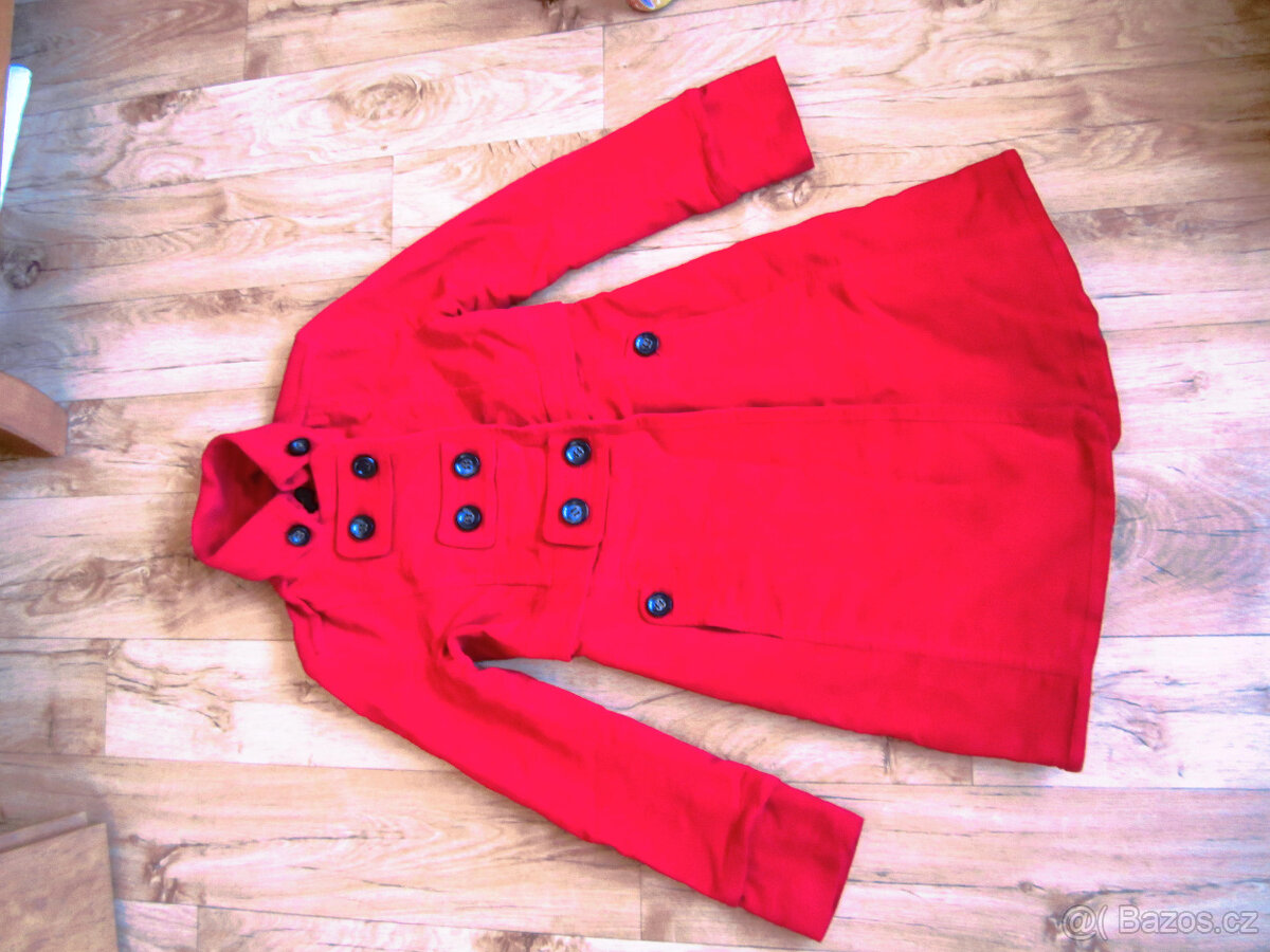 Zimní kabát zn. Mango, vel. M/38, 100% bavlna, jasně červený - 2