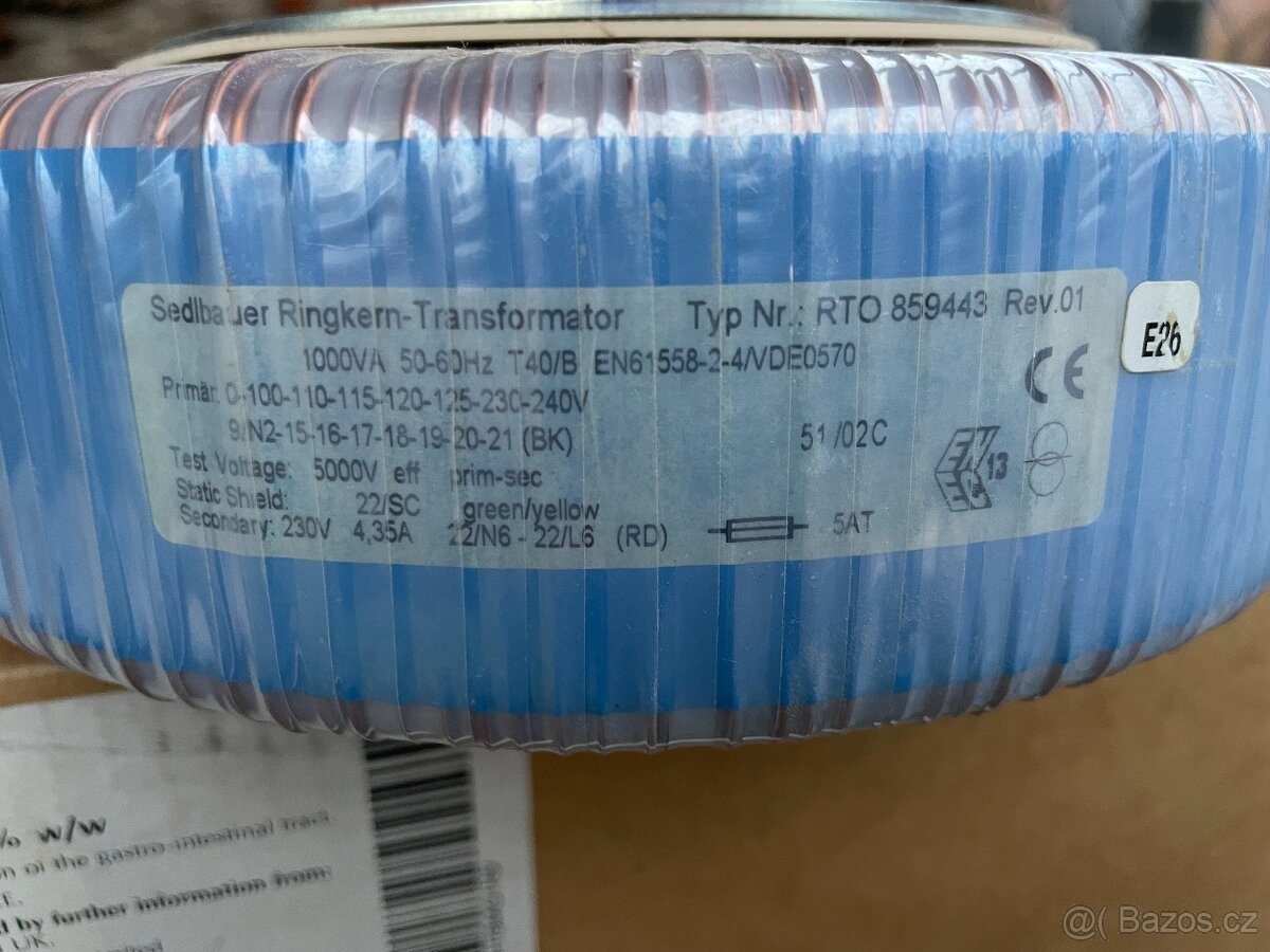 Toroidní trafo 1000W převodní/izolační - 2