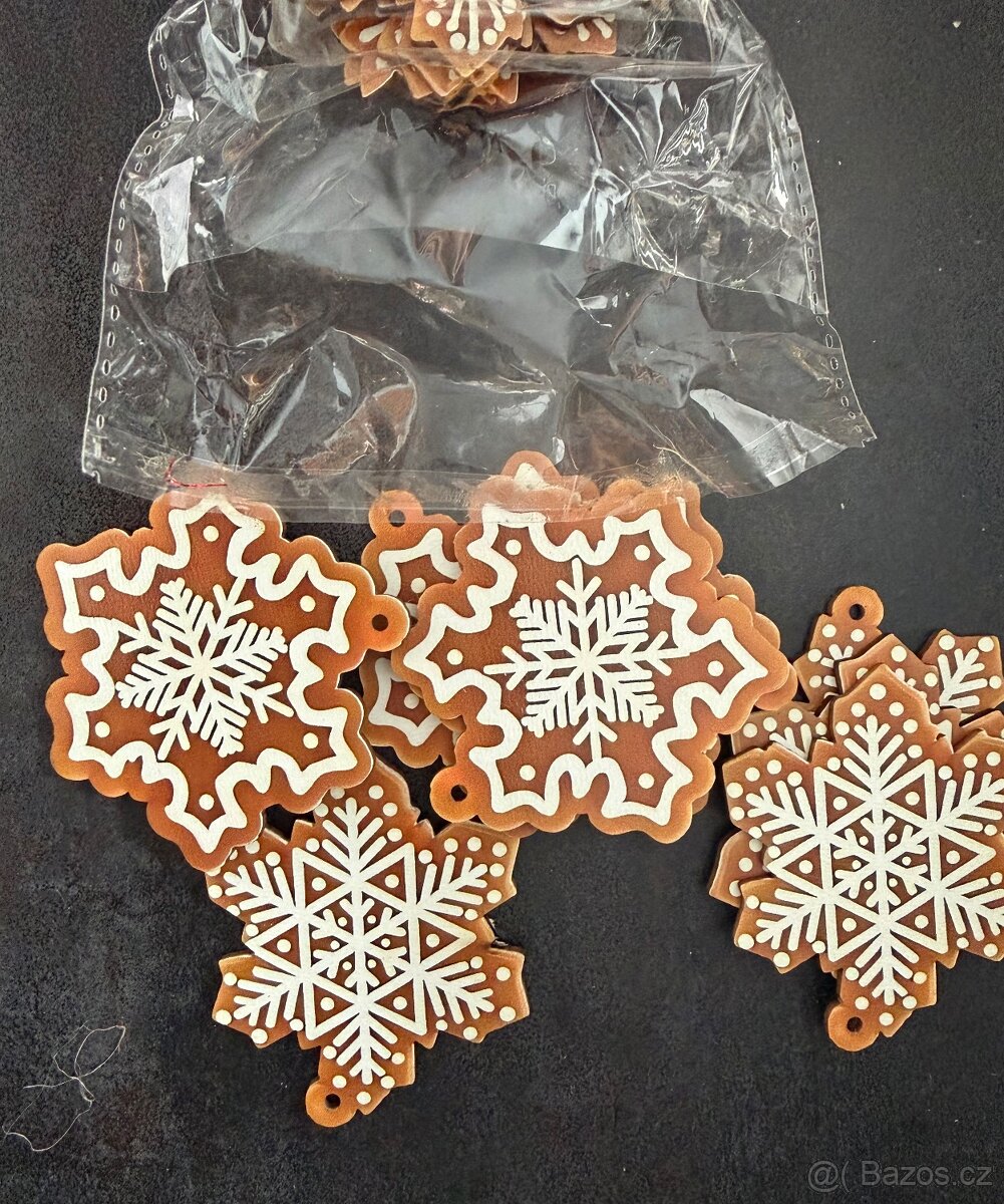 Drevene ozdoby vlocky na stromek 20ks - 2