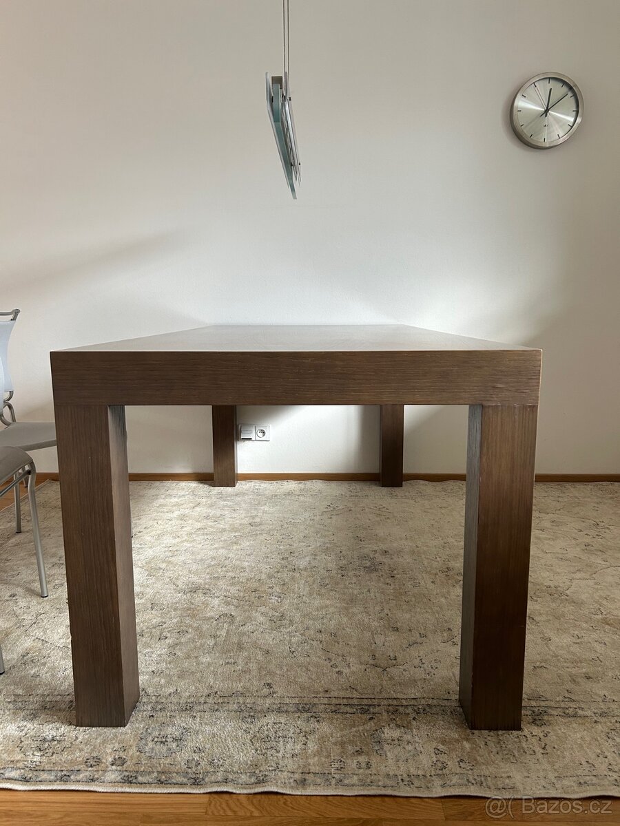 Jídelní stůl z dubové dýhy, hnědošedá barva - 2