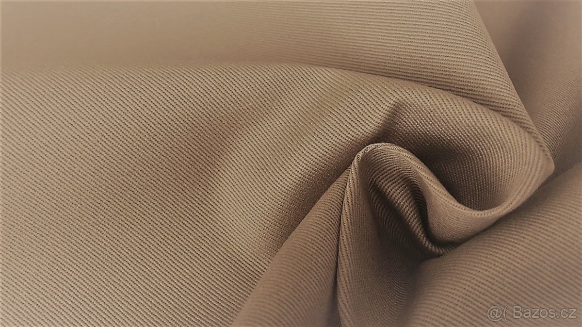 TKANINA v keprové vazbě - béžová / vínová / šedá - 2