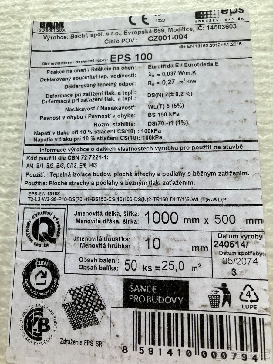 Tepelná izolace budov střechy, podlahy EPS 100 - 2