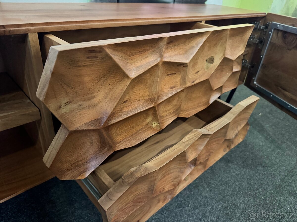 NOVÁ Luxusní 3d designová TV komoda Solu Akácie - 2