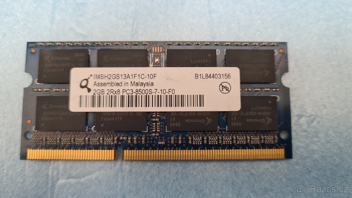 Qimonda DDR3 2GB 2Rx8 PC3-8500S-7-10-F0 - 2