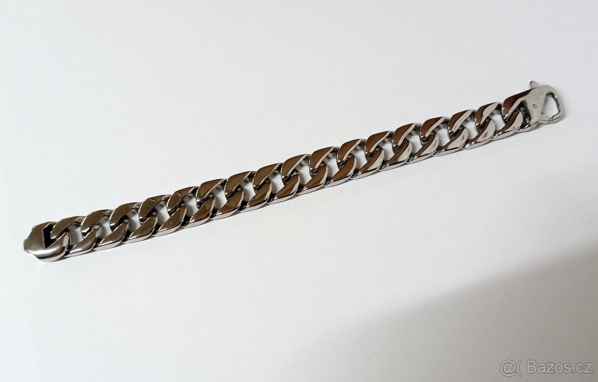NOVÝ masivní pánský náramek Shiny PANCER Silver Steel š.15mm - 2