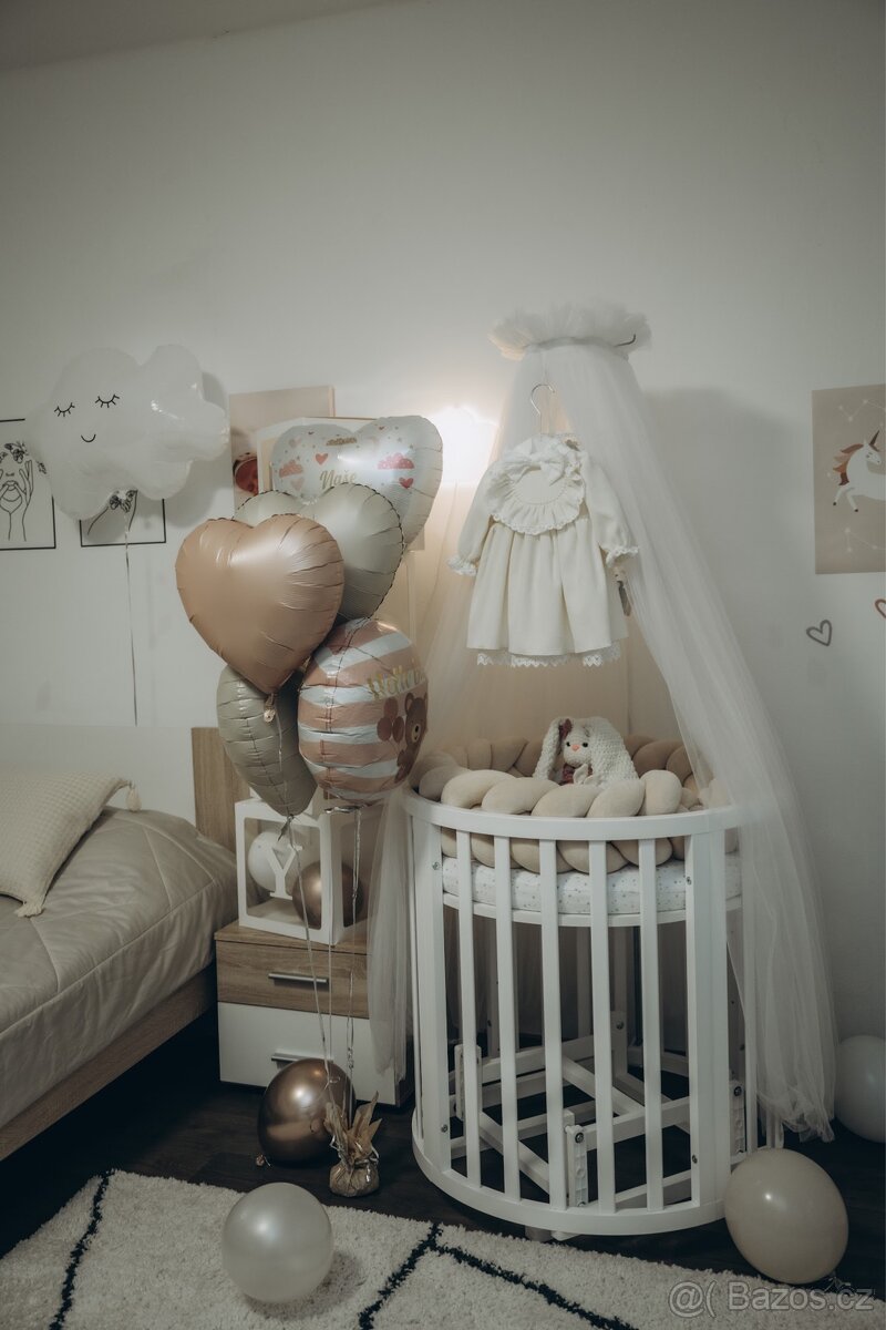 dětská kulatá bílá postel transformátor 8v1 - 2