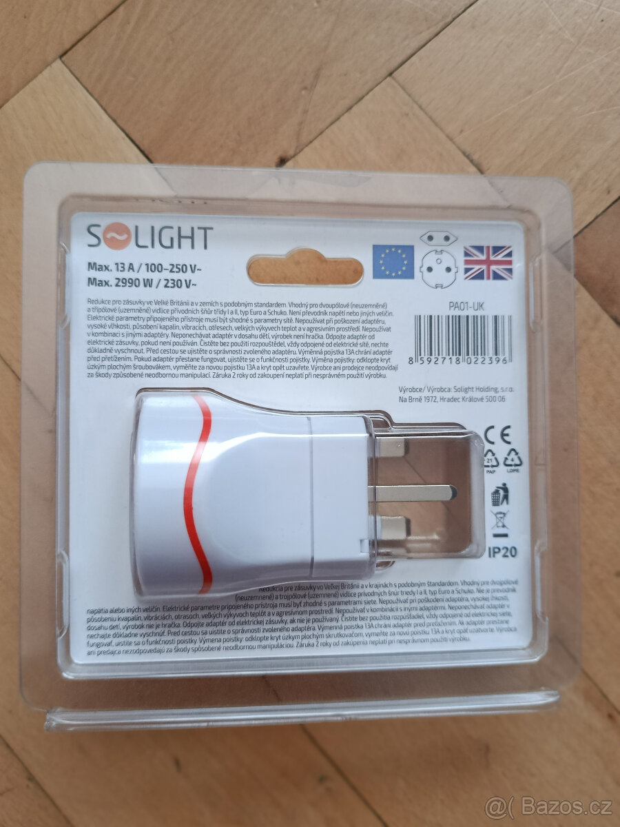 Cestovní adaptér do Velké Británie - Solight - 2