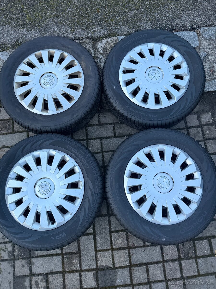 ORIGINÁL disky Škoda, Volkswagen R16, 5x112 - ZIMNÍ PNEU - 2