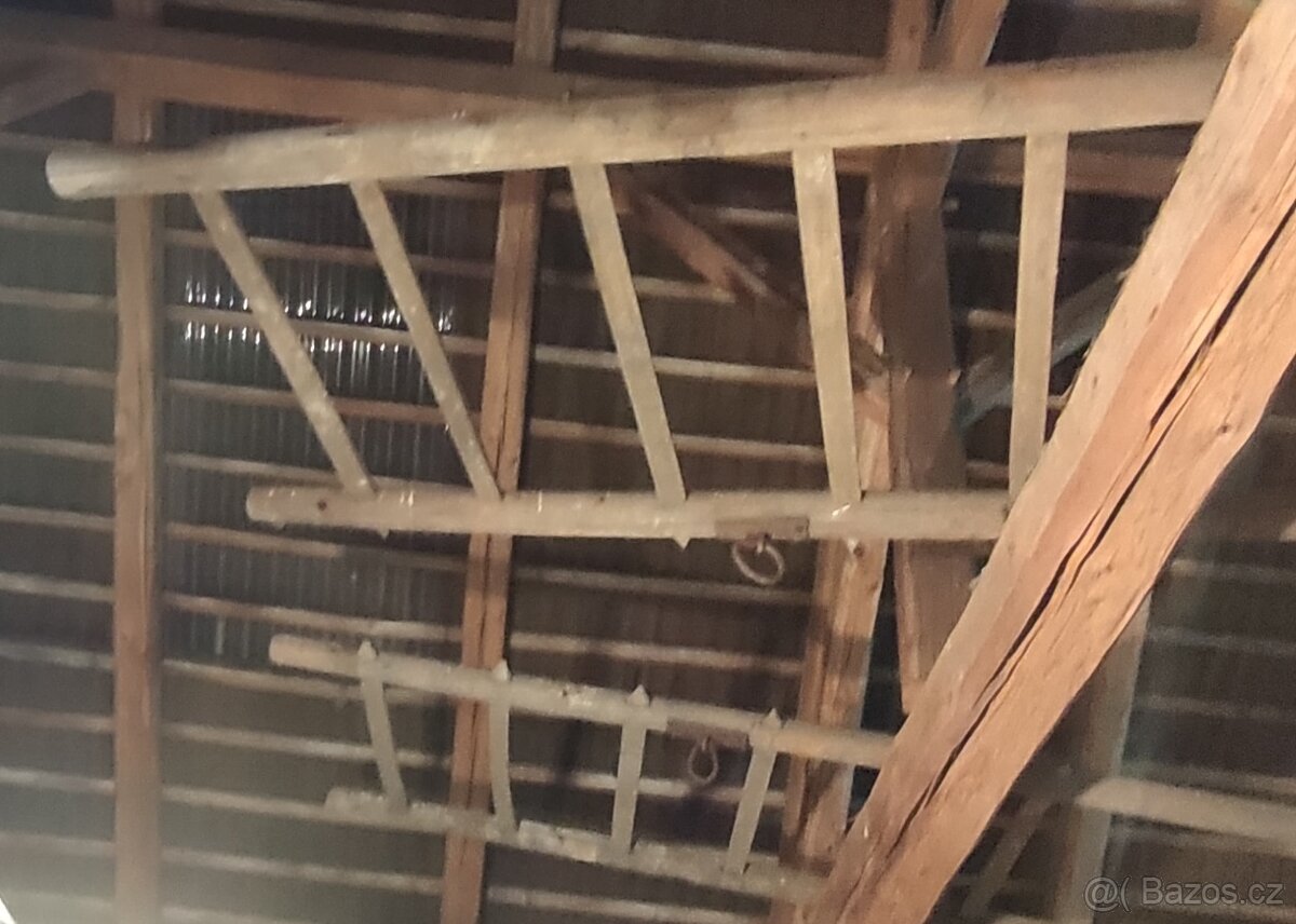 Žebřiny, žebřiňák historické, dřevo, kování - 2