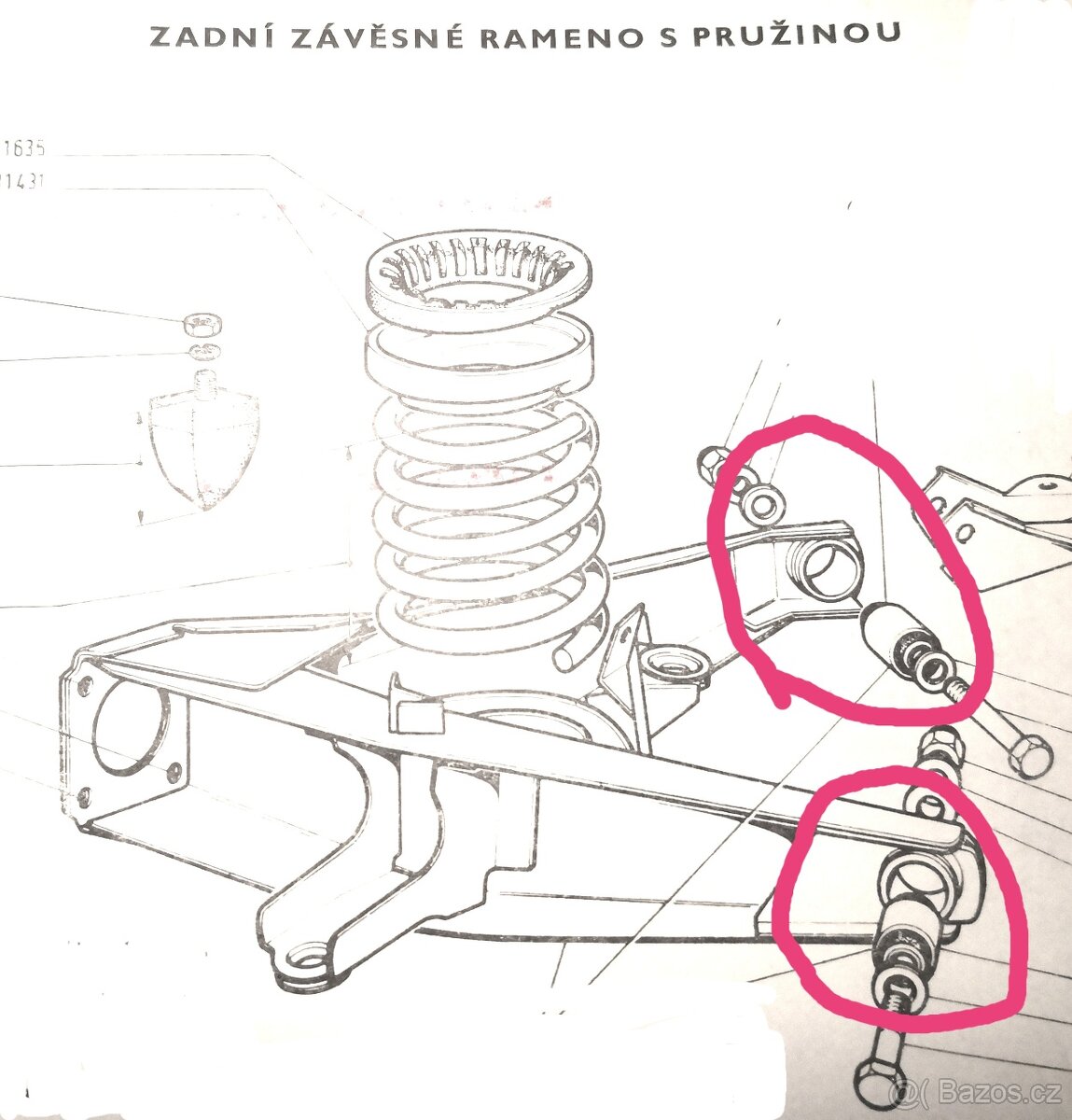 Sada silenbloků zadního ramene Fiat 850 - 2