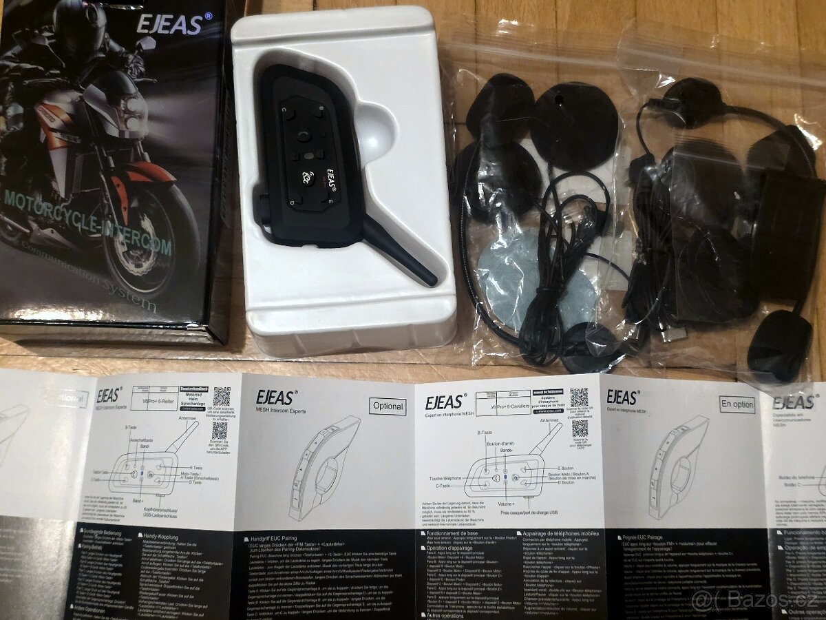 EJEAS V6 PRO+ Bluetooth interkom headset do helmy + druhý he - 2