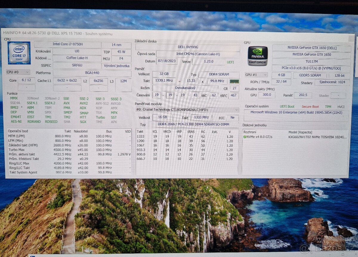 Dell XPS 7590 15.6" 4K (i7/32GB/2TB) + Nová baterie, SSD, - 2