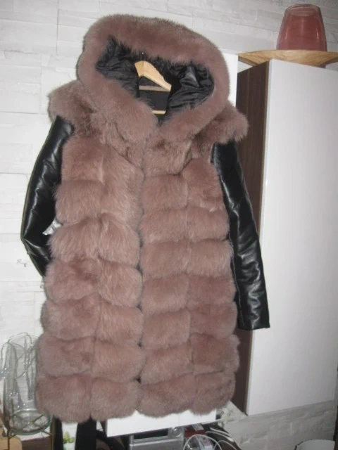 nový kožešinový kožený kabát 2V1 vel.M/L dusty pink - 2