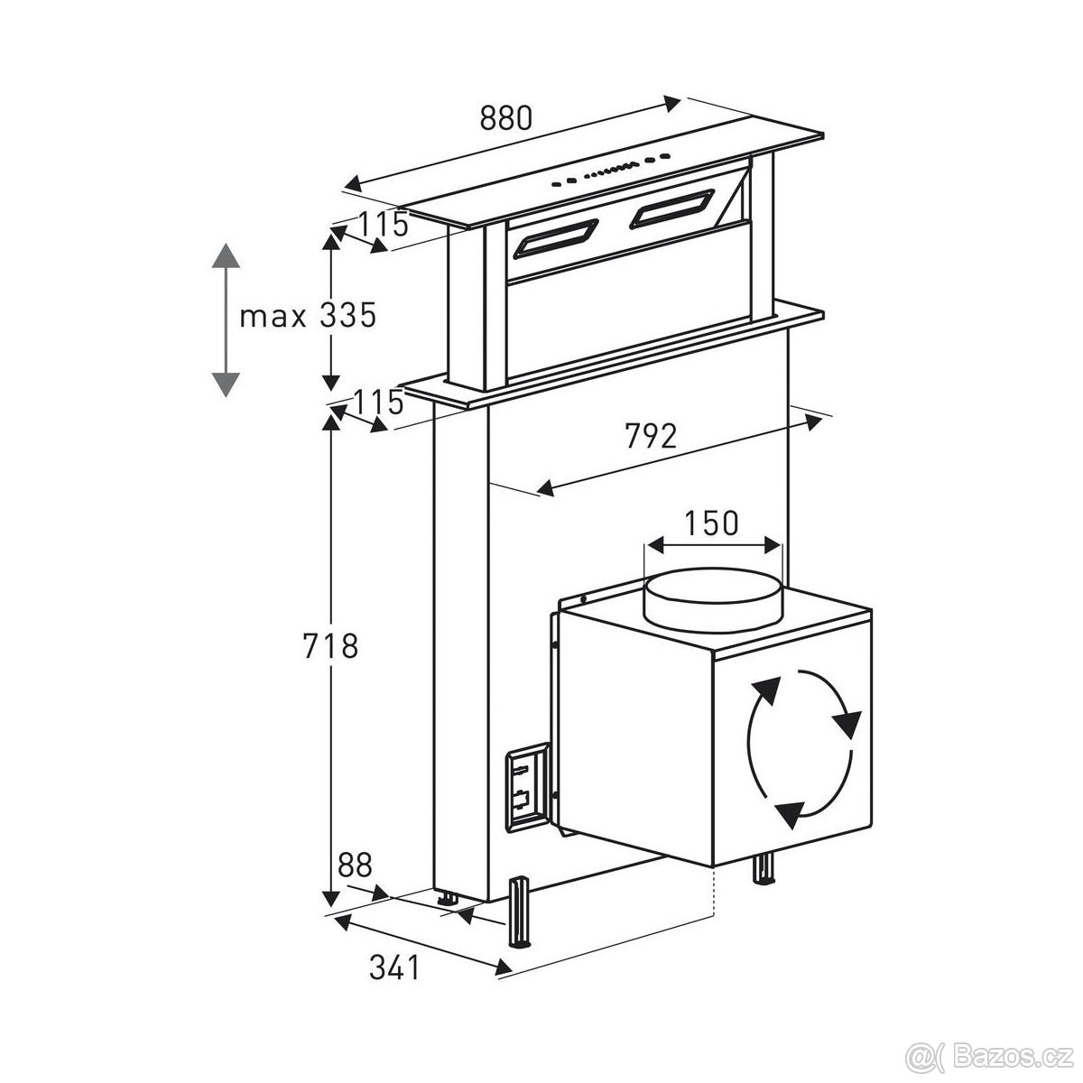 Výsuvná digestoř do pracovní desky šíře 90 cm - 2