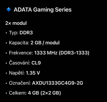 ADATA DDR3 2x2GB - 2