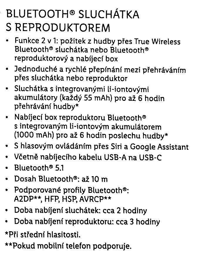 Bluetooth sluchátka s reproduktorem SKTL 40 Silvercrest - 2
