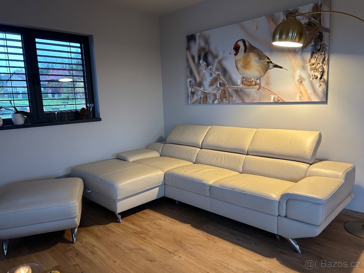 kožená sedaci souprava - rozkládací s úložným prostorem - 2