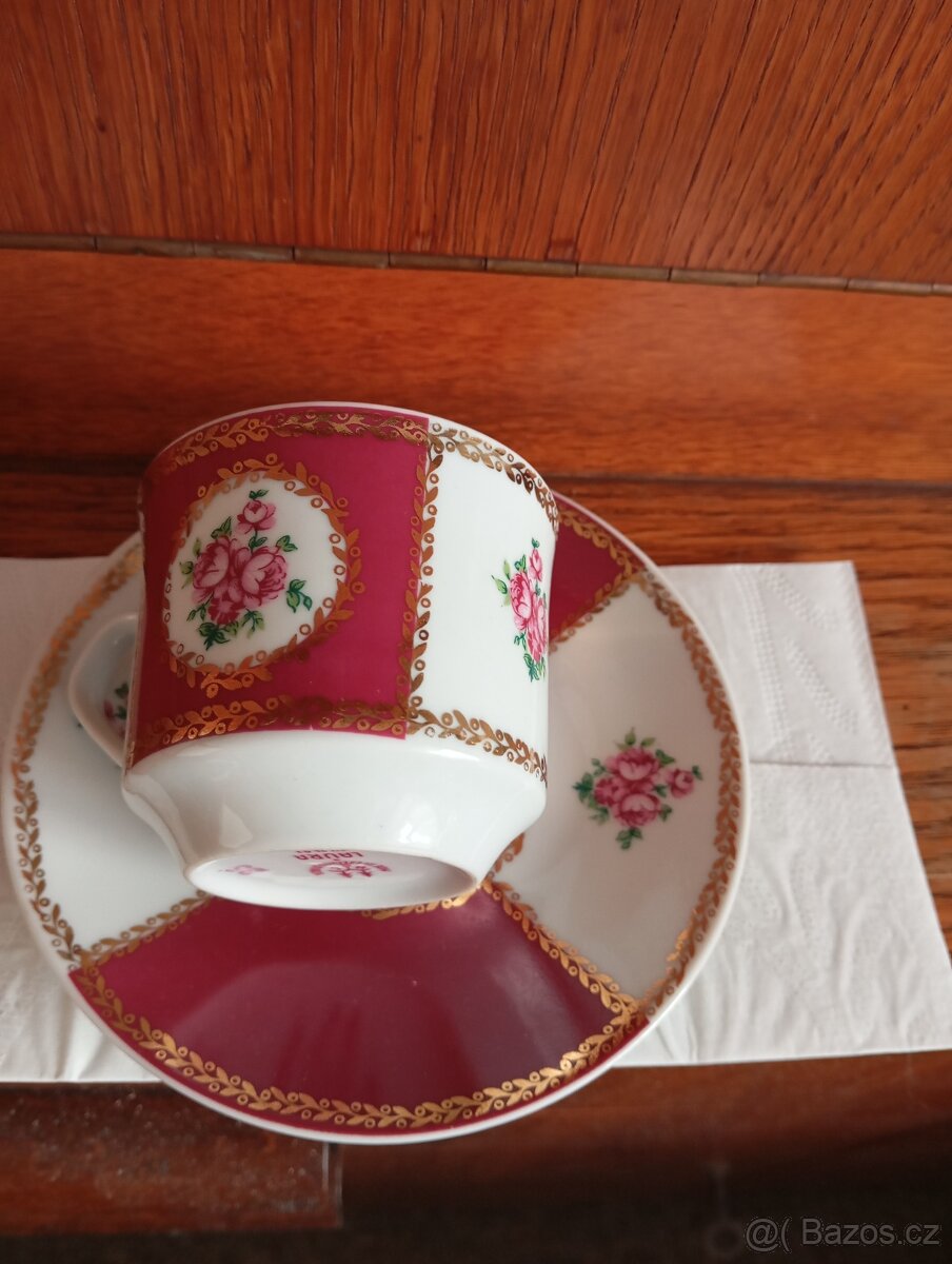Starožitný zlacený kávový servis Laura Czechoslovakia - 2